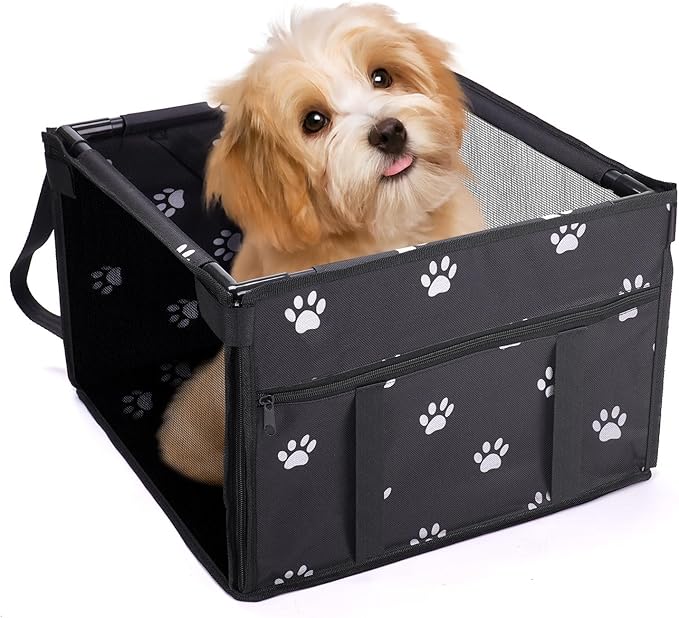 Small Dog Car Seats for Small Dogs,Portable Puppy/Pet Car Booster Seat with Clip-On Leash and Mesh Window for Pet Up to 11 lbs