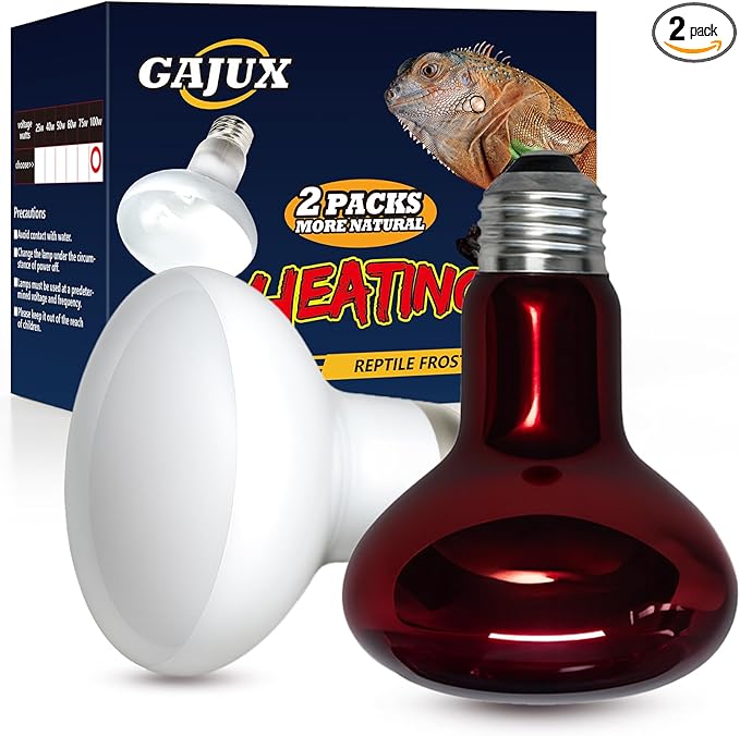 100W Reptile Heat Lamp Bulb, 2 Pack Day & Night Basking Spot Light Combo Pack Includes Infrared Heat Lamp and UVA Daylight Heating Lamp Basking Light