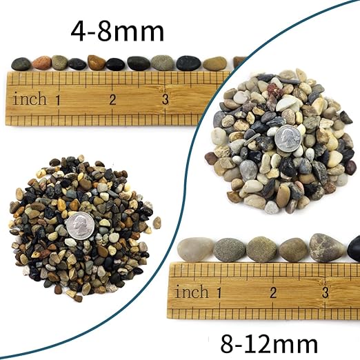 10LB Aquarium Gravel, 1/4" Pea Gravel for Fish Tank, Small River Rocks for Garden Decoration, Landscaping, Vase Filling, Flower Pot Paving(4-8MM)