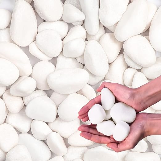 10Ib Snow White River Rock-Decorative Stones-Pebbles for Indoor Plants-Rocks for Outdoor Landscaping 1-2 inch High Polished Stones for Aquarium, Home Decor,Garden Decor