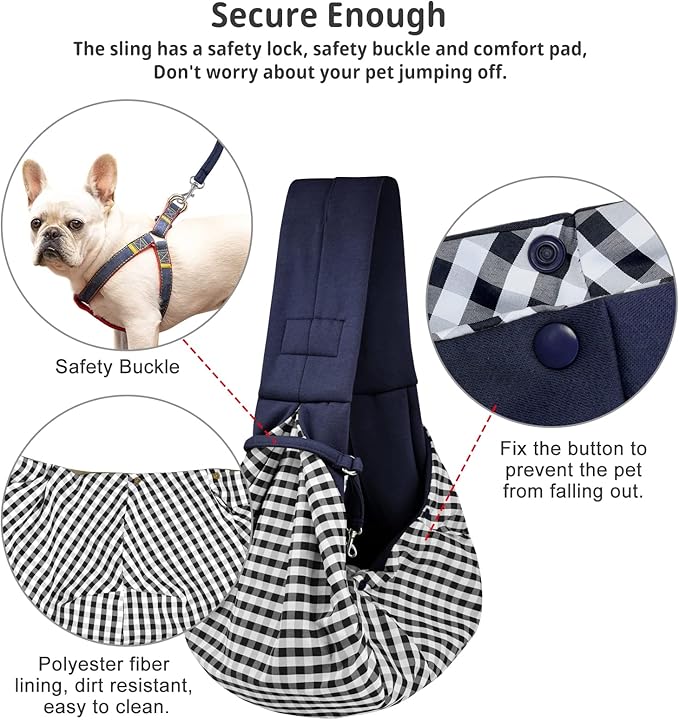 CUBY Dog and Cat Sling Carrier - Hands Free Reversible Pet Papoose Bag - Soft Pouch and Tote Design - Suitable for Puppy, Small Dogs Cats Outdoor (Classic Blue, One Size Classic)
