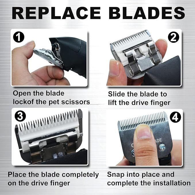 10#/4FC/5FC/7FC Silver Detachable Clipper Ceramic Blades, Dog Grooming Clipper Replacement Blades Compatible with KM Series Clippers, Most A5, Size-10#/4FC/5FC/7FC, Cut Length 1.5mm to 9.5mm, 4 Packs