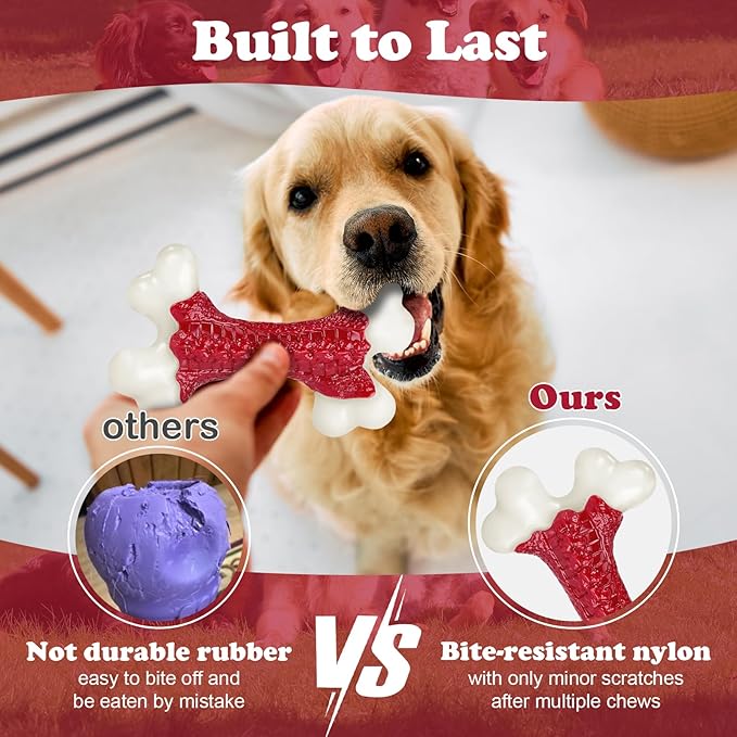 10-Pack Tough Dog Toys, Toys for Aggressive Chewers Large Breed, Chew Dogs, Bone Toy Nylon Dogs Almost Indestructible