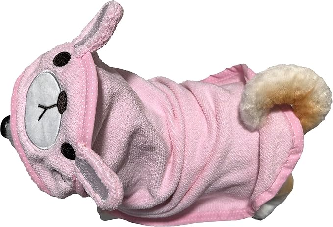 Dog Hooded Bathrobe Towel, Fast Drying Bath Towel Absorbent Warm Blanket Pink S