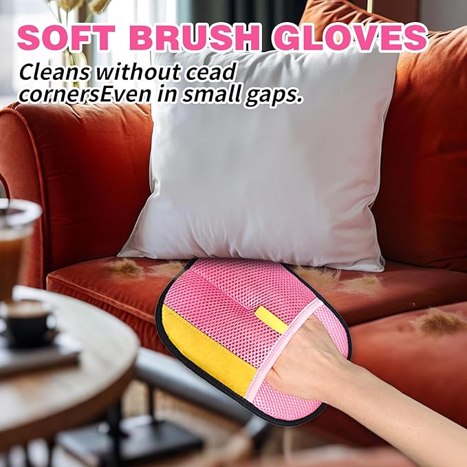 4PCS Upgraded Pet Hair Removal Gloves for Dogs & Cats, Pet Hair Removal Glove, Reusable Electrostatic Pet Hair Glove with Pet Hair Remover, Thickened Pet Hair Mitt for Clothing,Couch, Carpet, Car Seat