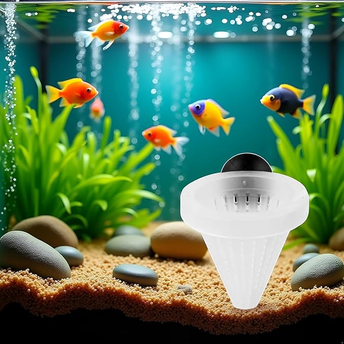 1 Pc White Cone Shape Aquarium Red Worm Fish Feeder with Suction 7cm Height Professional, Automatic Feeders, Fish and Aquatic Pets,Aquarium Accessories