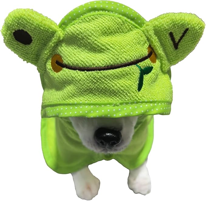 Dog Hooded Bathrobe Towel, Fast Drying Bath Towel Absorbent Warm Blanket Green M