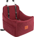 Dog Booster Car Seat for Dogs up to 35lbs, Safety Pet Car Seats with Anti-Slip Bottom, Travel Booster Dog Bed with 2 Storage Pockets (Wine Red, Medium)