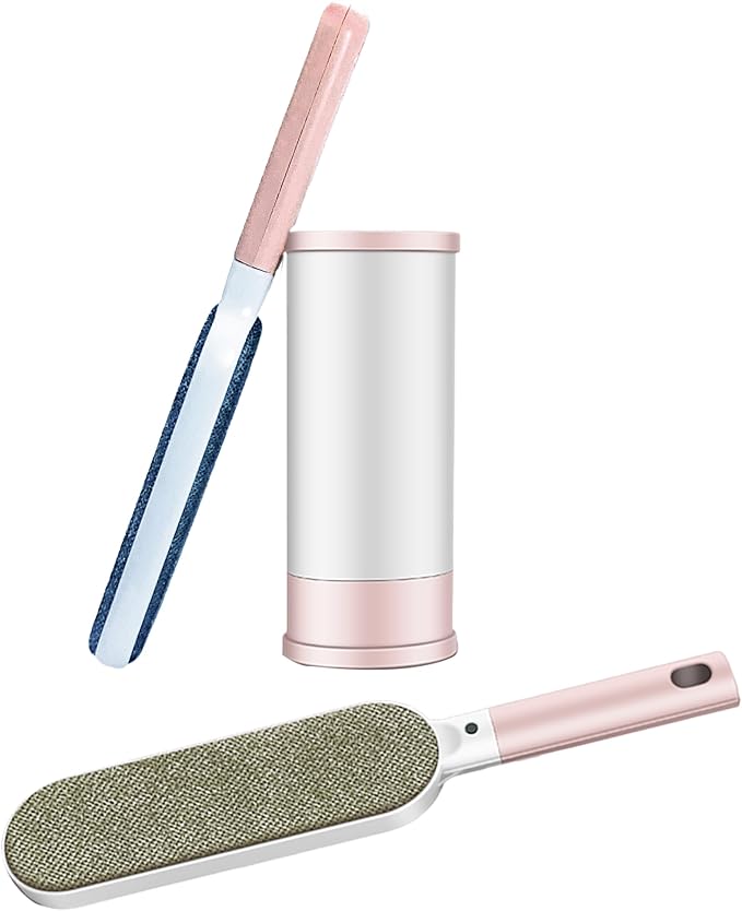Lint Brushes for Clothes, Cat Dog Hair Remover for Lundary, Self-Cleaning Lint Remover for Bed Sofa Coat, Best Hair Cleaning Brushes Better Than Lint Roller (Large Pink)