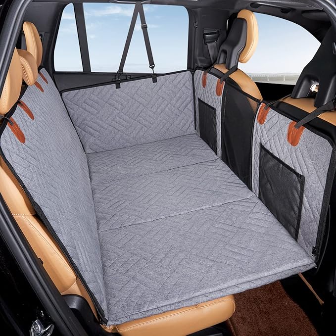 YJGF Back Seat Extender - Dog Car Seat Cover, Hammock for Dogs, Grey