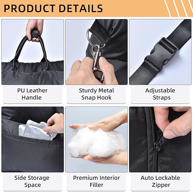 PET MARVEL Dog Car Seat for Small Dogs, Waterproof Dog Booster Seat with Storage Pockets Memory Foam, Fully Detachable Washable Pet Carseat, Up to 25 lbs, Portable Dog Car Travel Carrier, Black