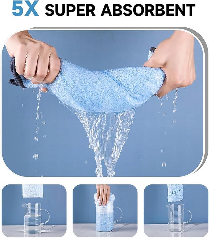 Dog Towels for Drying Dogs Small Medium Large, 2 Pack Dog Cat Drying Bath Towel 30.3"x13.8" with Hand Pocket,Absorbent Pet Towel for Dog Cat Blue