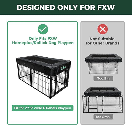 (Not Suitable for Other Brands) FXW Exclusive Mesh Top Cover, Only Fits FXW Rollick/Homeplus/Instant/Aster 27.3" W x 32" H/40 H/45 H 6-Panel Playpen (Playpen not Included), Rectangle│Patent Pending