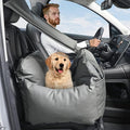 Dog Car Seat for Small Dogs with Removable Sunshade Waterproof PU Leather Travel Bed & Carrier for Small Pets Dog Booster Seat for Front & Back Seat (Grey)