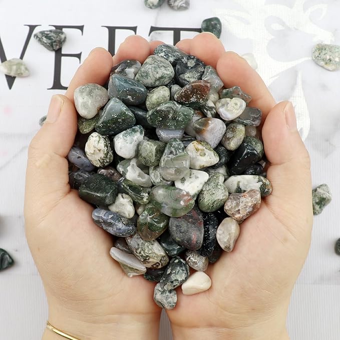 0.96LB Natural Pebbles Crushed Stones Aquarium Gravel Succulent Rocks Vase Filler Fish Tank Decorative Polished Bulk Irregular Shaped - Aquatic Agate