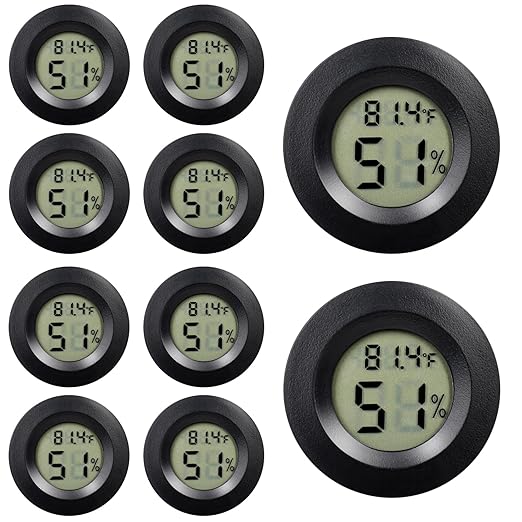 10 Pack Mini Hygrometer Thermometer - Digital Hygrometer Gauge LCD Monitor Temperature Humidity Meter Indoor Room Round Humidity Temperature Gauge for Greenhouse Home Kitchen