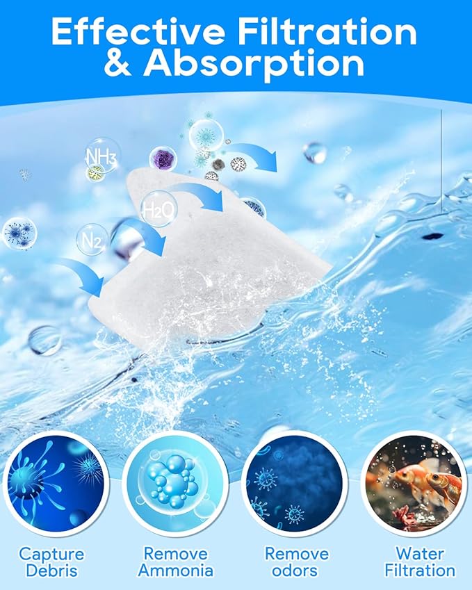 12 Pack Replacement Filter Cartridges XS Compatible with Tetra Whisper Filter Extra Small Fish Tank Filters & Other Fish Tank Filters Small for Less 3 Gallons Aquarium Accessories