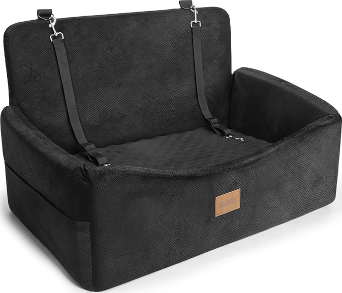 JOEJOY Dog Car Seat for Medium Sized Dogs or 2 Small Dogs, Large Dog Booster Seat Under 55 lbs with Detachable Washable Cover and Cushion, Memory Foam Pet Car Seat with Safety Belt and Storage Pockets