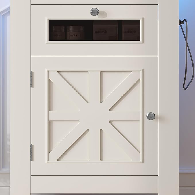 10-15 Gallon Fish Tank Stand with Power Outlets, Aquarium Stand with Storage Cabinet and Drawer for Fish Tank, Reptile Terrarium, 198LBS Capacity, Beige & Brown