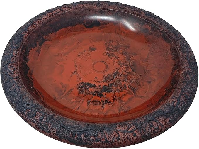 Tierra Garden Birdbath for Outdoors - 24"x19" Red Fiber Clay Bird Bath Bowl and Stand, Easy Assembly UV-Resistant Bird Baths for Outside, Outdoor Decor Pedestal Birdbaths, Garden Decor for Outside