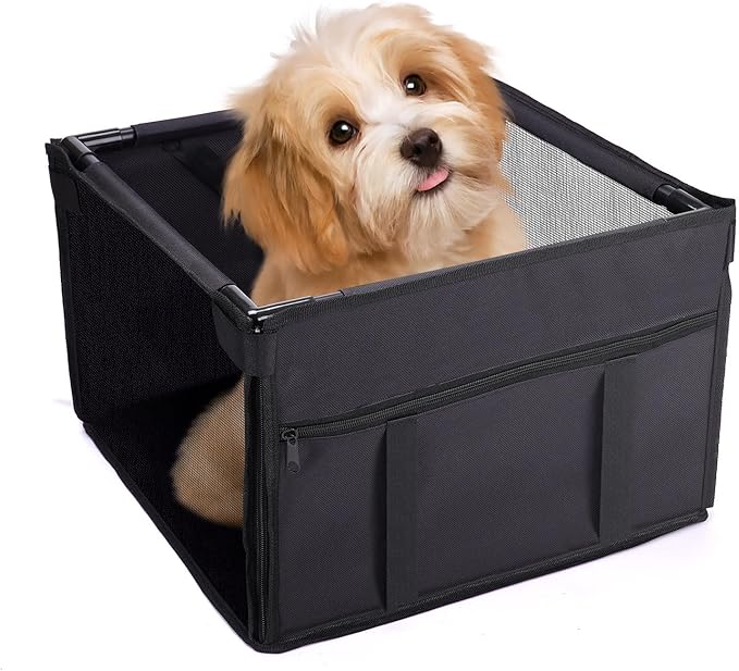 Dog Car Seats for Small and Medium Dogs,Portable Puppy/Pet Car Booster Seat with Clip-On Leash and Mesh Window for Pet Up to 20 lbs