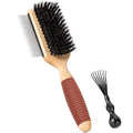 2 IN 1 Pin And Boar Bristle Brush for Dogs & Cats, Shedding Grooming Dog Brush for Short Haired Dogs, Cats, Pets with Beech Wood Rubber Handle