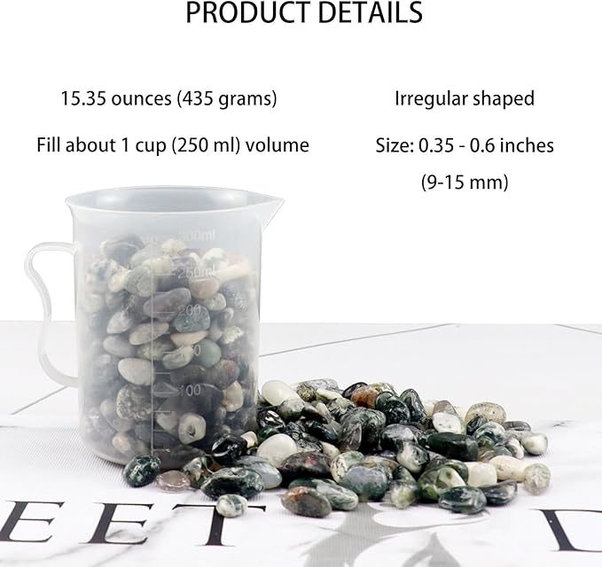 0.96LB Natural Pebbles Crushed Stones Aquarium Gravel Succulent Rocks Vase Filler Fish Tank Decorative Polished Bulk Irregular Shaped - Aquatic Agate