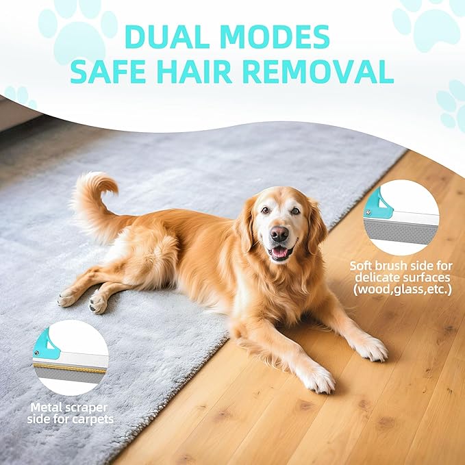 Carpet Rake for Pet Hair Removal, 54" Adjustable Handle Pet Hair Removal Carpet Brush Scraper, Pet Hair Removal Broom Tool for Carpet, Reusable Dog Cat Fur Remover, Pet Fur Cleaner for Rugs, Mats