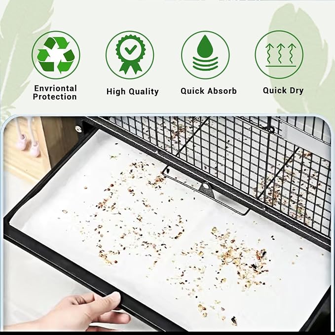 120 Pcs Bird Cage Liner Papers Big Size Cage Paper Liners Disposable Cage Paper Liners Precut Absorbent Cushion Pad Mat Accessories for Pet Bird Parrot (White, 12.2×8.2 inch)