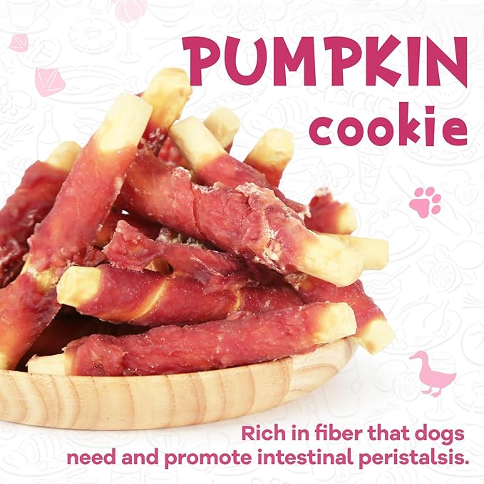 PAWUP Dog Treats Pumpkin Biscuits Sticks w/Duck Low Fat Dog Snacks, Healthy Biscuits with Taurine for Small Dogs, 12.5 oz