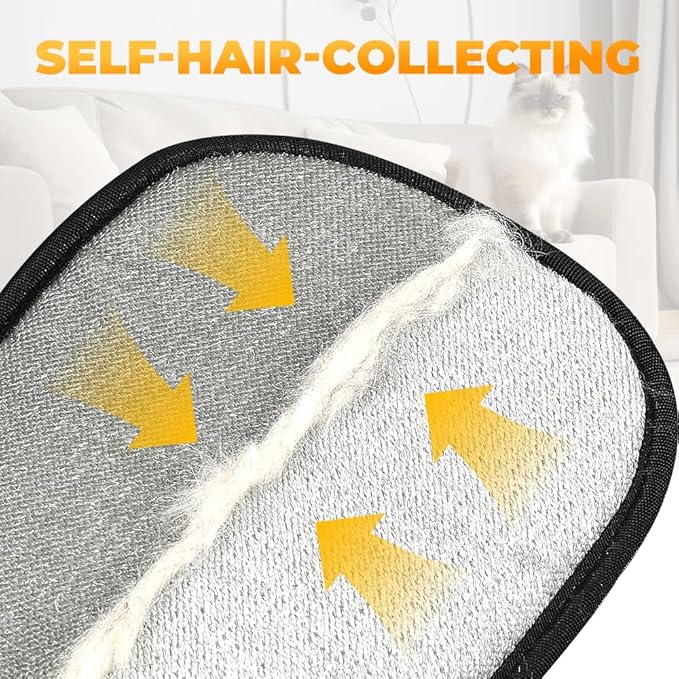 Pet Hair Remover Gloves, 2025 Upgraded Pet Grooming Gloves Hair Remover Electrostatic, Premium Efficient Hands on for Dogs, Cats & Horses (1PCS)