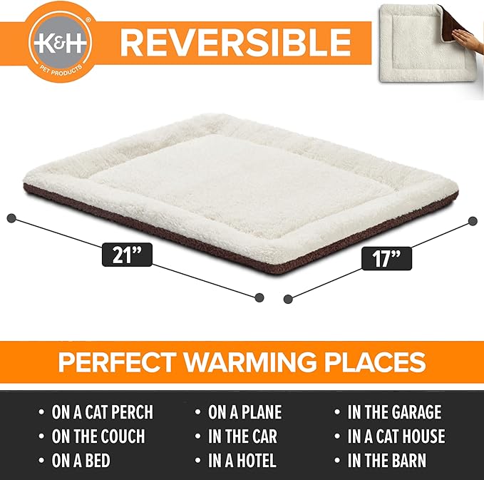 K&H Pet Products Self-Warming Cat Bed Pad - Small 21" x 17", Reversible, Washable, Oatmeal/Chocolate (Pack of 6)