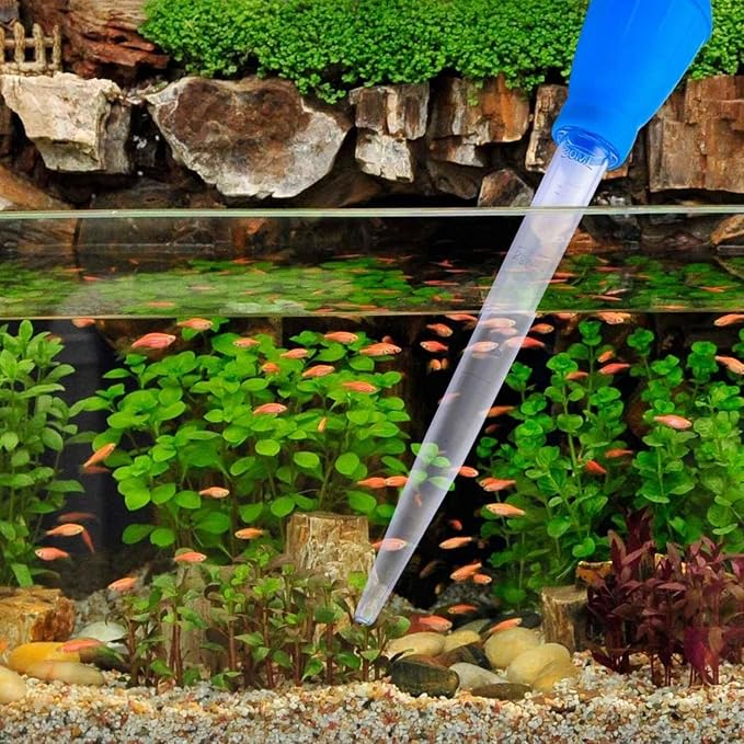 1 PC Blue Fish Tank Cleaner Water Changer Aquarium Dropper, 30ml Fish Tank Cleaning Waste Remover, Mini Aquarium Gravel Cleaning Straw, Fishbowl Rock Cleaner Tools
