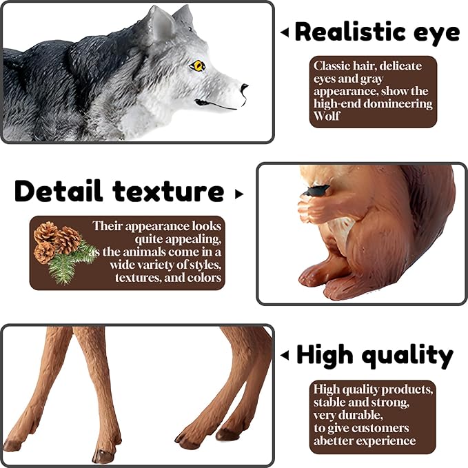 10pcs Forest Animal Toys Figures, Realistic Woodland Creatures Figurines, Plastic Animals Miniature Toys Cake Topper