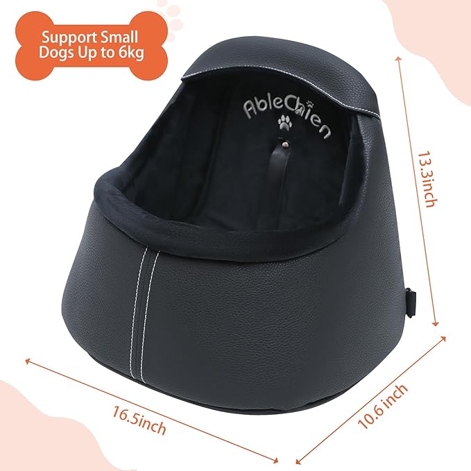 Dog Car Seat for Small Dogs Under 6 lbs (3kg), Deluxe Dog Booster Car Seat with Durable Belt and Buckles, Portable and Soft Pet Booster Seat, Black
