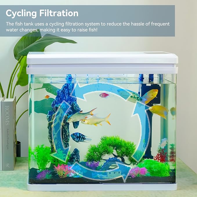 10 Gallon Betta Fish Tank – Features Pre-Set Light Timing, 7 LED Colors, Custom Brightness, High-Def Glass & Multi-Stage Filter Complete Aquarium Kit for Beginners