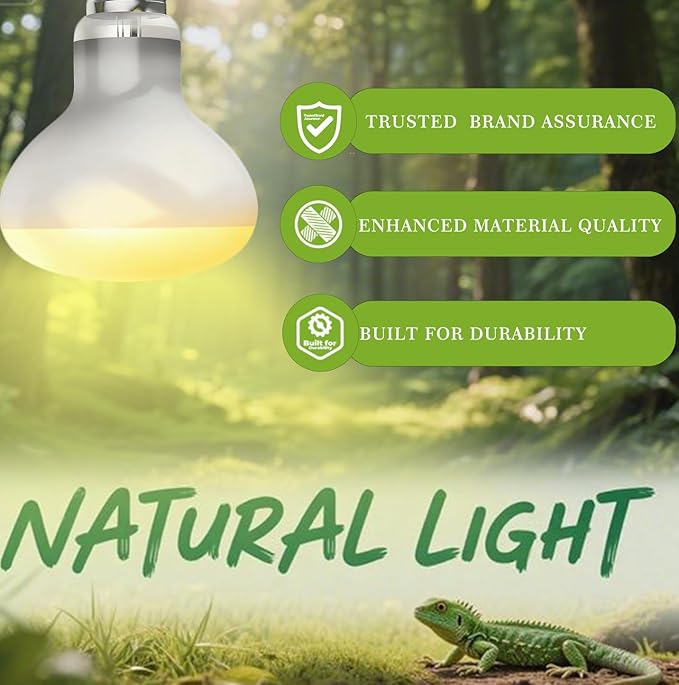 100W Reptile Heat Lamp Bulbs, 2-Pack Basking Spot Light for Bearded Dragon, Lizard, Turtle, Snake – Simulates Natural Sunlight for Amphibian Terrariums & Reptile Habitats