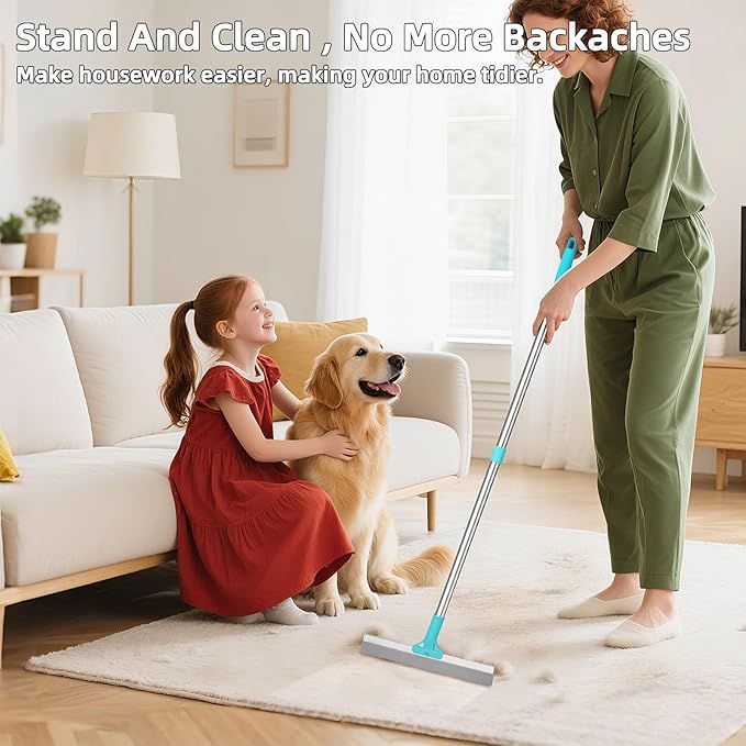 Carpet Rake for Pet Hair Removal, 54" Adjustable Handle Pet Hair Removal Carpet Brush Scraper, Pet Hair Removal Broom Tool for Carpet, Reusable Dog Cat Fur Remover, Pet Fur Cleaner for Rugs, Mats