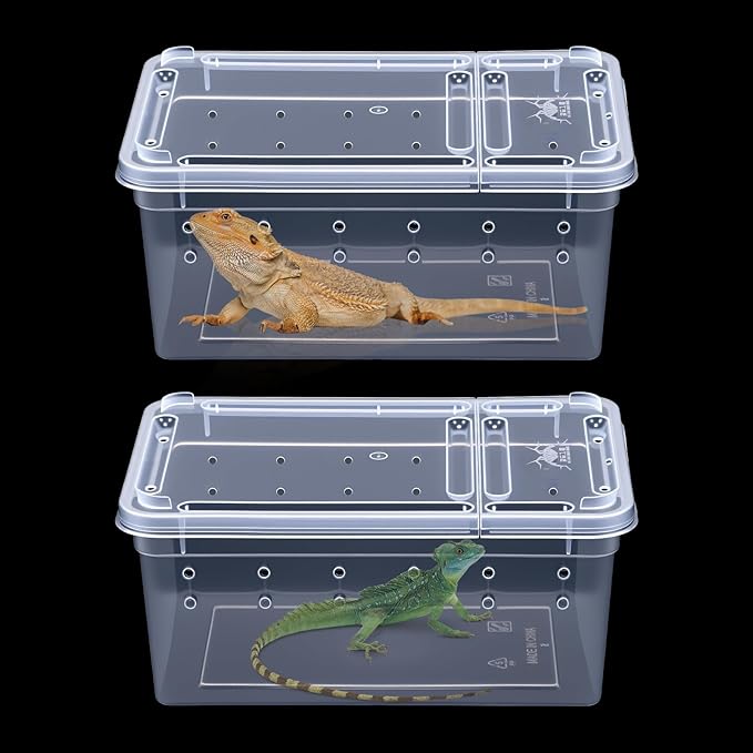 10 Pcs Reptile Breeding Box, Clear Plastic Terrarium with Vent Holes, Small Animal Enclosure for Spider Scorpion Lizard Insect, 5.9x3.9x2.55 Inch