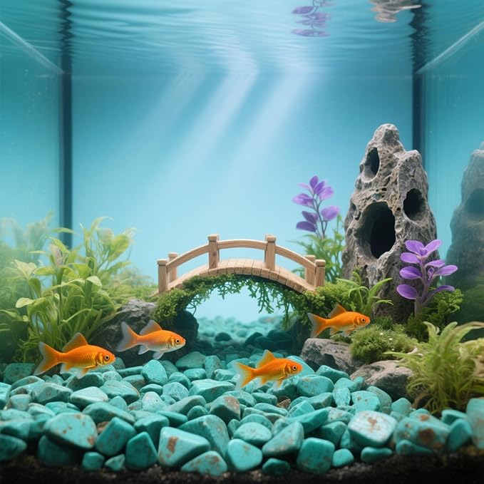 0.96LB Crushed Quartz Aquarium Gravel Vase Filler Succulent Rocks Home Decor Fish Tank Stones Natural Pebbles Polished Bulk Irregular Shaped - Turquoise