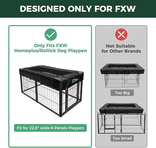(Not Suitable for Other Brands) FXW Exclusive Mesh Top Cover, Only Fits FXW Rollick/Homeplus/Instant/Aster 22.8" W x 24" H 6-Panel Playpen (Playpen not Included), Rectangle│Patent Pending