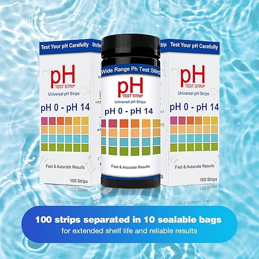 100pcs pH Test Strips, Universal pH 0-14, Testing pH for Urine Saliva Drinking Water Labs Aquariums Gyms Pools… (100)