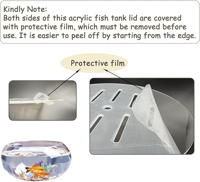 1 Pcs Fish Tank Top Cover, Aquarium Cover Lid, Acrylic Aquarium Anti-Jumping Lid with Hole to Prevent Fish, Reptiles and Turtles from Jumping Out of The Tank, Thick 3mm (Diameter 7.8inches)