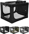 36 Inch Collapsible Travel Dog Crate for Medium Large Dogs, Portable Dog Crate 4-Door Foldable Soft Kennel with Durable Mesh Windows for Indoor & Outdoor Travel, with Storage Bag,Black