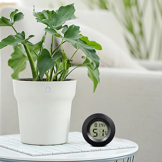 10 Pack Mini Hygrometer Thermometer - Digital Hygrometer Gauge LCD Monitor Temperature Humidity Meter Indoor Room Round Humidity Temperature Gauge for Greenhouse Home Kitchen