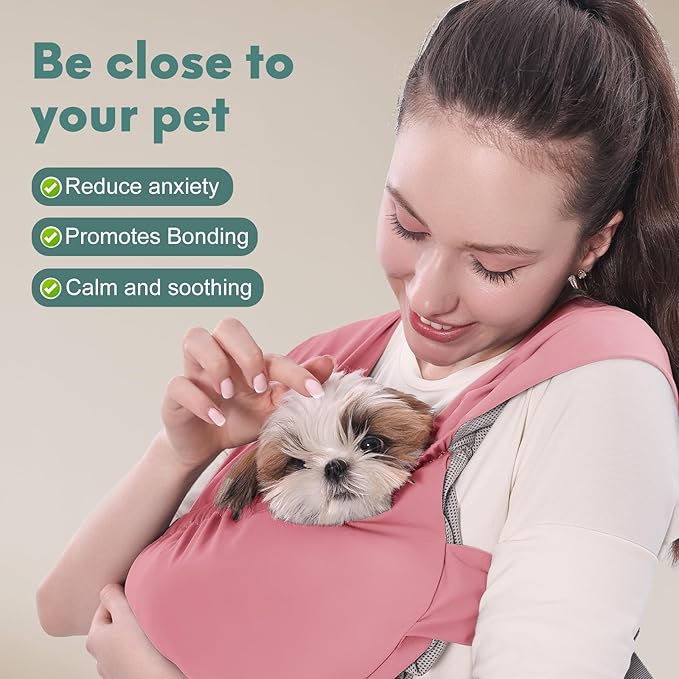 Supet Dog Sling Carrier for Small Pets, Hands Free Front Cat Sling, Reducing Back Neck Pain Anti-Anxiety, Adjustable Soft Carrying