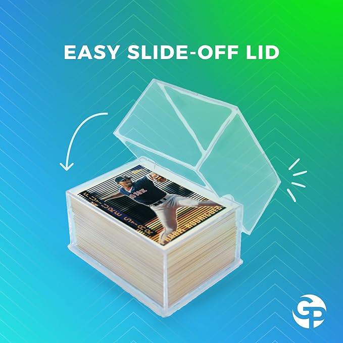 10 Pack Clear Acrylic Card Storage Boxes with Lids – 3 1/2" L x 2 1/2" W x 2" H Baseball Card Storage Box, Sports Card Boxes, Magic Card Storage Box and Playing Card Case – Made in USA