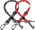 AUBELL Dog Seat Belt for Car,2 Pack Set 3-in-1 Adjustable Reflective Bungee Heavy Duty Dog Car Harness Tether with Clip Hook Latch & Buckle,Swivel Zinc Alloy Carabiner,Black+Red