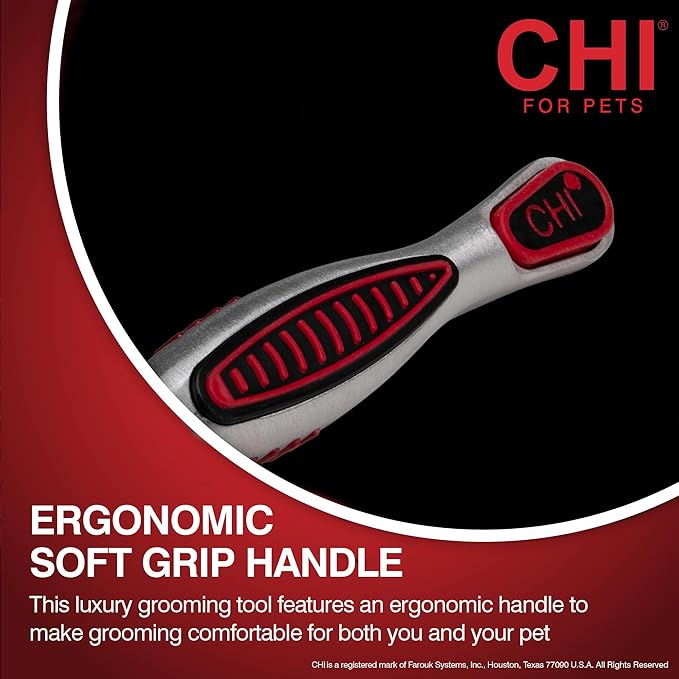CHI for Dogs Self-Cleaning Pivoting Slicker Brush - High-End Dog Grooming Brush for Small Breeds - Detangling and Deshedding Tool for Coats - Size Small for Everyday Use