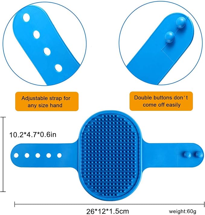 Dog Grooming Brush, Pet Shampoo Bath Brush Shedding Soothing Massage Rubber Comb with Adjustable Ring Handle for Long Short Haired Dogs and Cats 2pcs
